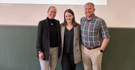Im Bild Anna La Grange und die beiden Gutachter Prof. Dr. Marcia Schenck, Universität Potsdam und Dr. Evert Kleinhans, Stellenbosch University.