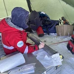 Preparing the sediment cores