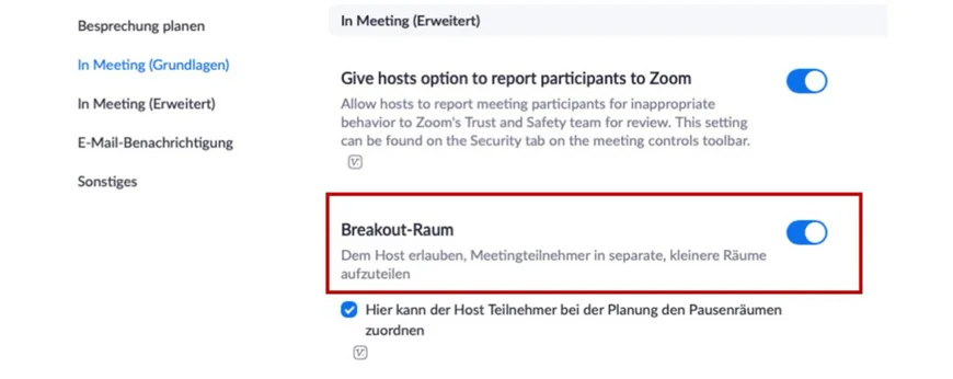 Zoom Breakout-Raum einrichten
