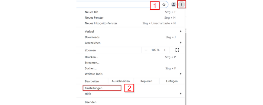 Einstellungen im Chrome Browser