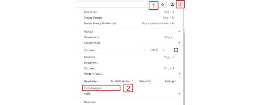 Einstellungen im Chrome Browser