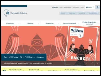 Die Uni Potsdam hat eine Internet-Seite. Das Bild zeigt die Anfangs-Seite.