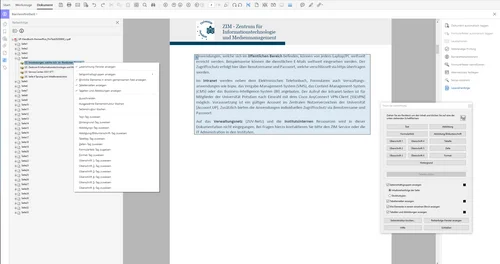 Grafische Oberfläche Adobe Pro mit Anzeige des Werkzeugs „TouchUp-Leserichtung“
