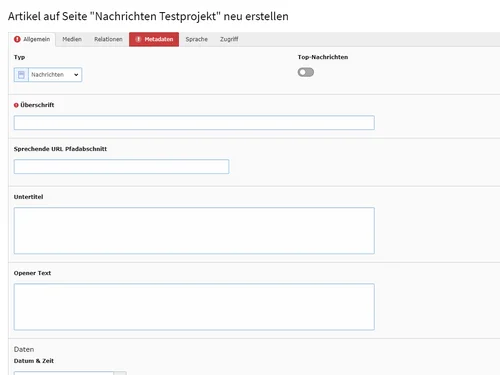 Ansicht des Tabs Allgemein