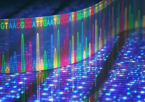 stilisierte Darstellung einer sequenzierten DNA-Struktur