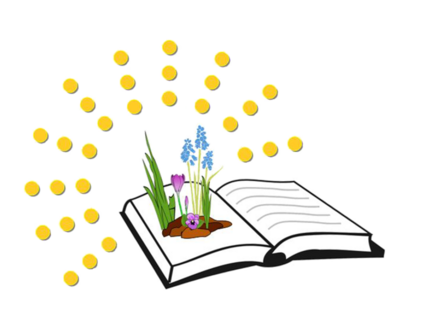 Logo of SiNC (flowers which grow out of a book, surrounded by a sun)