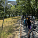 researchers on bikes