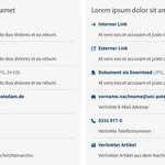Link-Kartein der Inhaltsspalte mit zwei gleich breiten Boxen