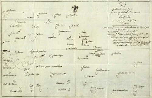 Fig. 9.1. : “Copy of a Chart made by […] Tupaïa” by Georg Forster, 1776, Stadtarchiv Braunschweig, H III 16–87.