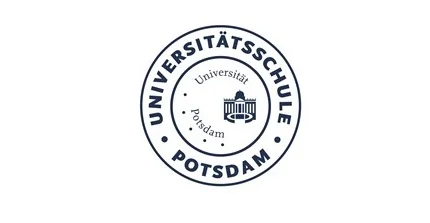 Zu sehen ist das Logo der Universitätsschule Potsdam. In der Mitte sieht man das Logo der Universität, kreisförmig umgeben vom Schriftzug Universitätsschule Potsdam.