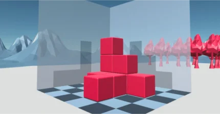 Ein Stapel von Würfeln in einer virtuellen 3D-Welt