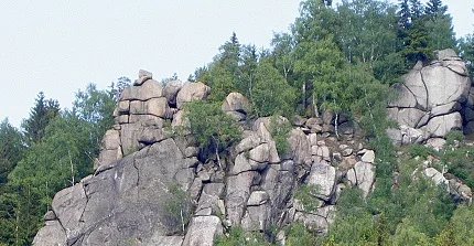 Granit-Aufschluss im Okertal mit Wollsackverwitterung