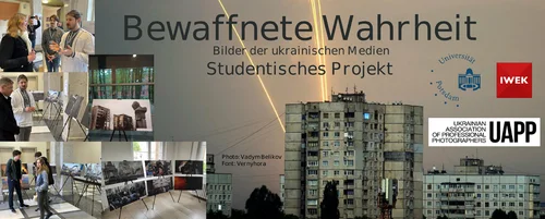 Collage aus: Raketen über ukrainischer Stadt, Fotos aus dem Seminar