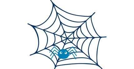 Hellblaue Spinne im Spinnennetz.