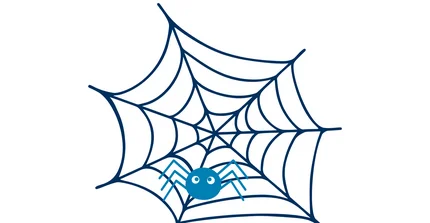Hellblaue Spinne im Spinnennetz.