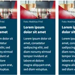 Teaser-Karte in der Inhaltsspalte mit fünf gleich breiten Boxen