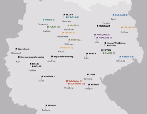 Karte der Projekte der Förderrichtlinie zur kulturellen Bildung in ländlichen Räumen