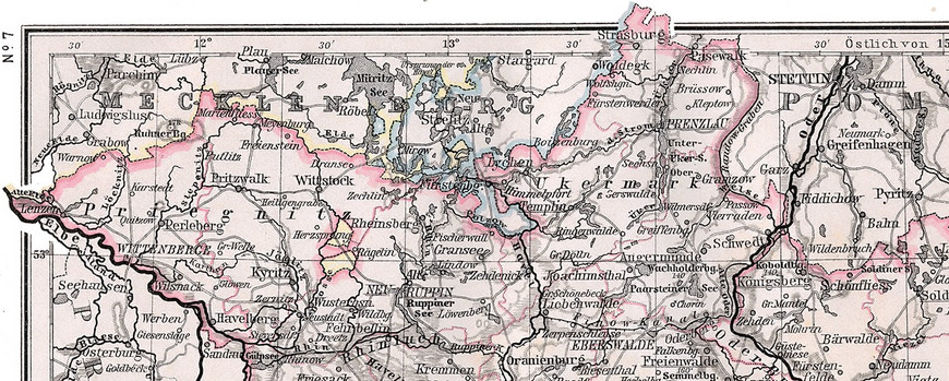 Ausschnitt Provinz Brandenburg 1905 mit der Lage von Perleberg