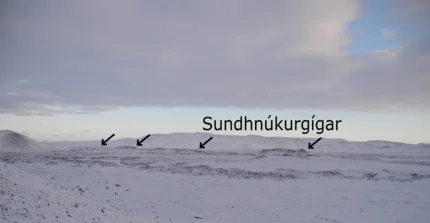 View of the crater chain Sundhnúkurgígar on Iceland