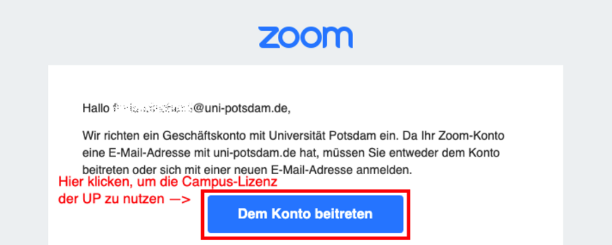 Screenshot der Zoom-Email