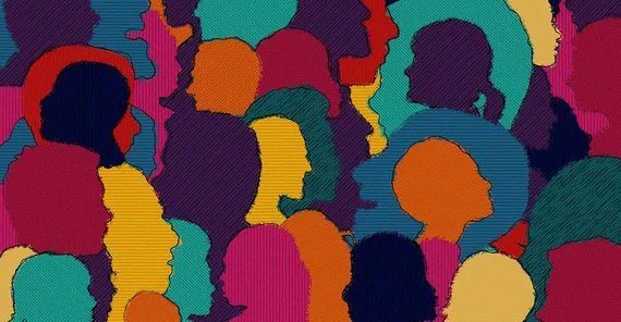 Viele bunte Köpfe, die für Diversität stehen