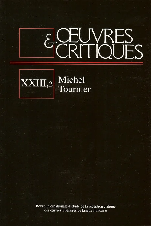 Michel Tournier. Œuvres & Critiques, Heft XXIII, 2 (1998). C. Klettke (Hrsg.). Beteiligung der international renommiertesten Tournier-Spezialisten.