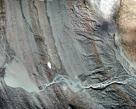 Luftbilld Gletscherschmelze am Vernagtferner, Ötztal (2019)