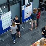 During the reception and poster session