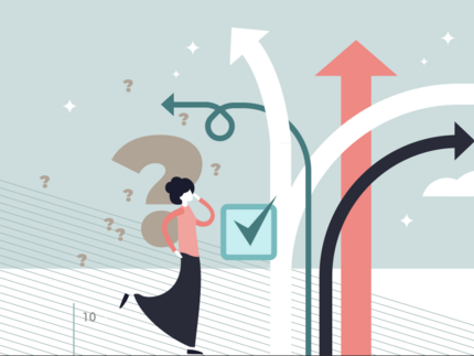 Grafik mit Frau und Pfeilen