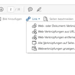 Screenshot Adobe Pro: Werkzeuge - PDF-Datei bearbeiten - Link
