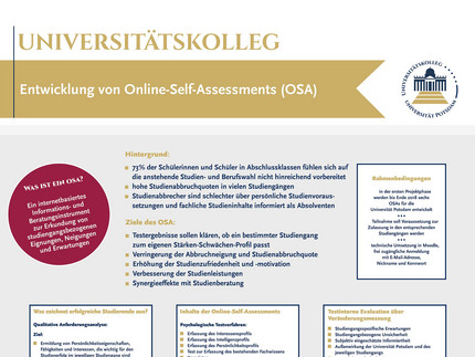 Postet listet unter anderem Ziele, Anforderungen und Inhalte der Online-Self-Assessments auf.
