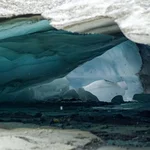 Melting glacier. Climate change evidence in the field.