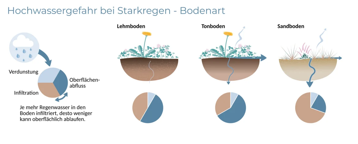 Bodendurchlässigkeit verschiedener Bodenarten | Grafik: Lisa Angermann - 