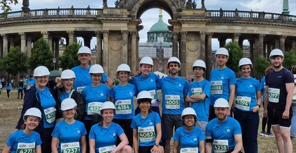 Team of the Institut of Geosciences - all wearing white helmets