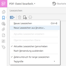 Screenshot Adobe Pro: Neue Lesezeichen aus Struktur