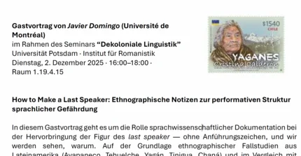 Preview Abstract Gastvortrag Javier Domingo - How to make a Last Speaker - Romanistik Uni Potsdam 02.Dez.2025