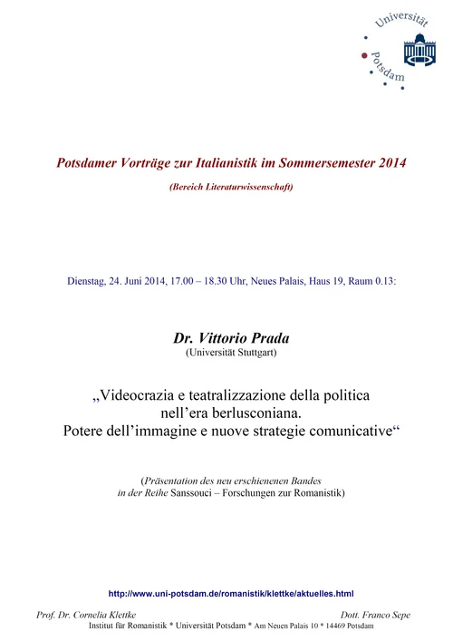 Potsdamer Vorträge zur Italianistik im Sommersemester 2014