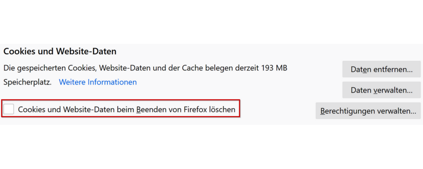 Einstellungen im Browsermenü von Firefox