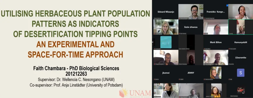 Title slide of Faith Chambara's defence and online participants