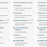 Link-Karte in der Inhaltsspalte mit drei gleich breiten Boxen