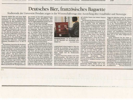Zeitungsartikel: "Deutsches Bier,französisches Baguette"