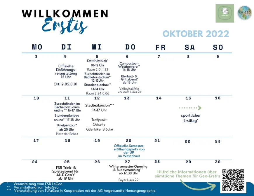 Übersicht Erstiwochen 2022