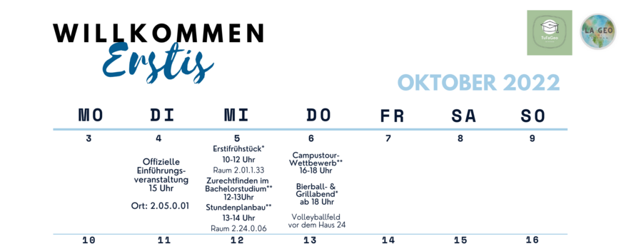 Übersicht Erstiwochen 2022