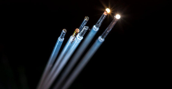 Optical fiber tips mounted with different functional nanomaterials (gold nanostructures, porous silicon, stimuli-responsive hydrogels). | Photo: Thomas Roese