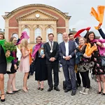 Absolventenfeier mit Uni-Präsident Prof. Oliver Günther, Ph.D. (M.l.) und Festredner Prof. Dr. Hans Joachim Schellnhuber (M.r.), Direktor des Potsdam-Instituts für Klimafolgenforschung (PIK)