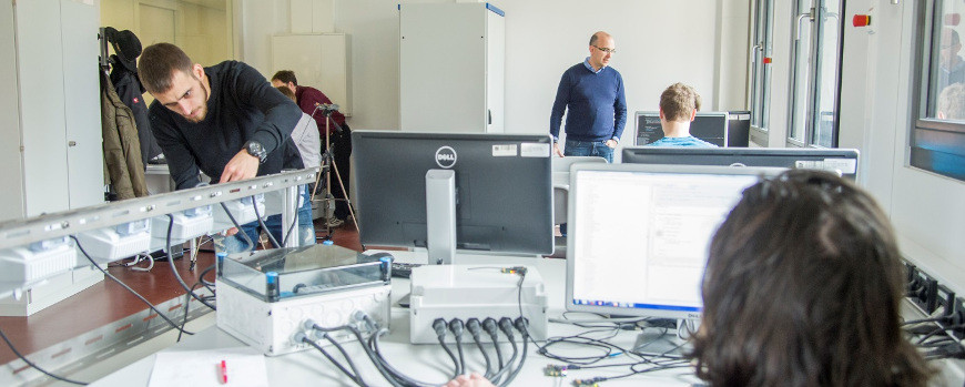 people working in a computer lab