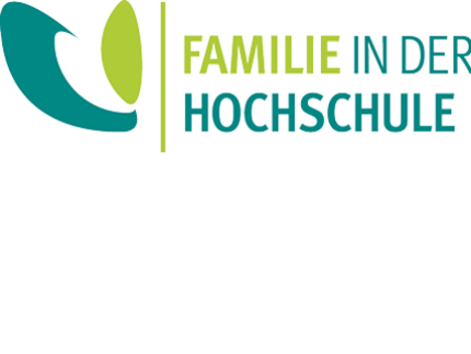 Grün gestaltetes Logo mit dem Schriftzug "Familie in der Hochschule"