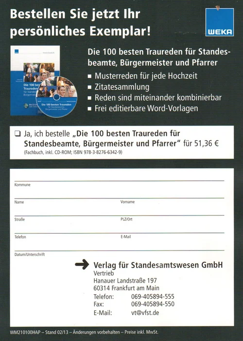Flyer "Die 100 besten Traureden"