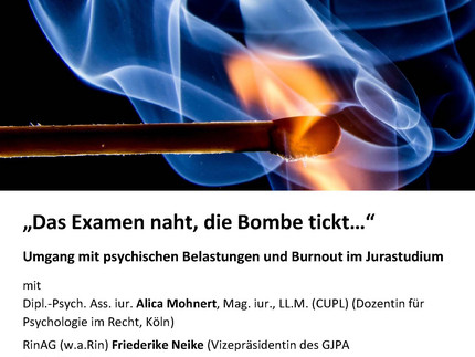 Veranstaltungsplakat "Das Examen naht, die Bombe tickt"