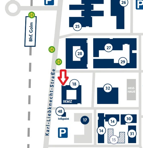 Treffpunkt Vorkurs Biologie am Campus Golm vor Haus 18